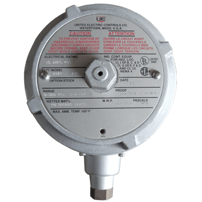 United Electric Pressure Switch, 120 Series Type H121 Models 270 & 274